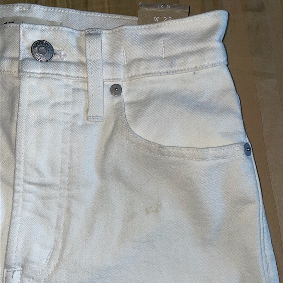 NWT Madewell Tile White The Perfect Vintage Crop Jean Knee Rip Edition Size 23 - Picture 14 of 16